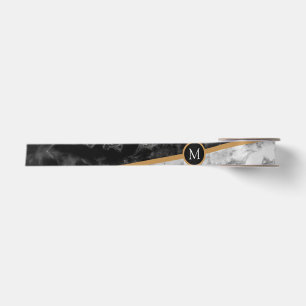 Black White Marble Stone - Your Letter / Years Satin Ribbon