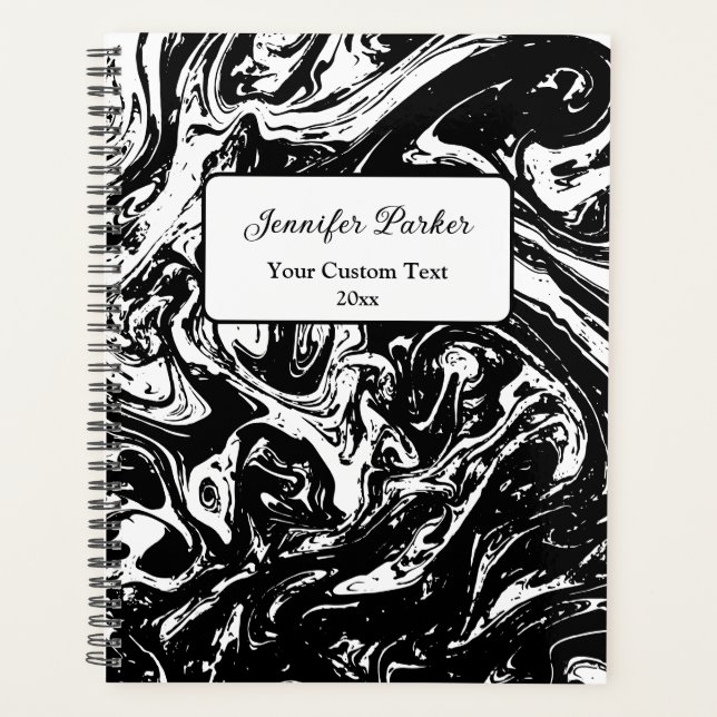 Black & White Marble Style Custom Planner (Front)