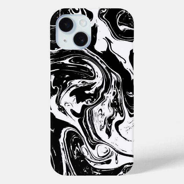 Black & White Marble Style iPhone 15 Case-Mate iPhone Case (Back)