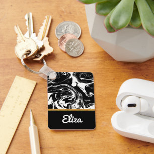 Black & White Marble Style Keychain