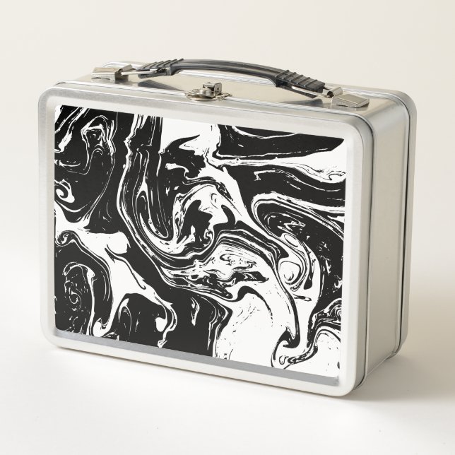 Black & White Marble Style Metal Lunchbox (Front)