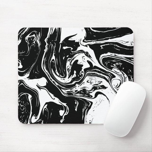 Black & White Marble Style Mousepad (With Mouse)