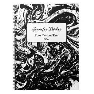 Black & White Marble Style Spiral Custom Notebook