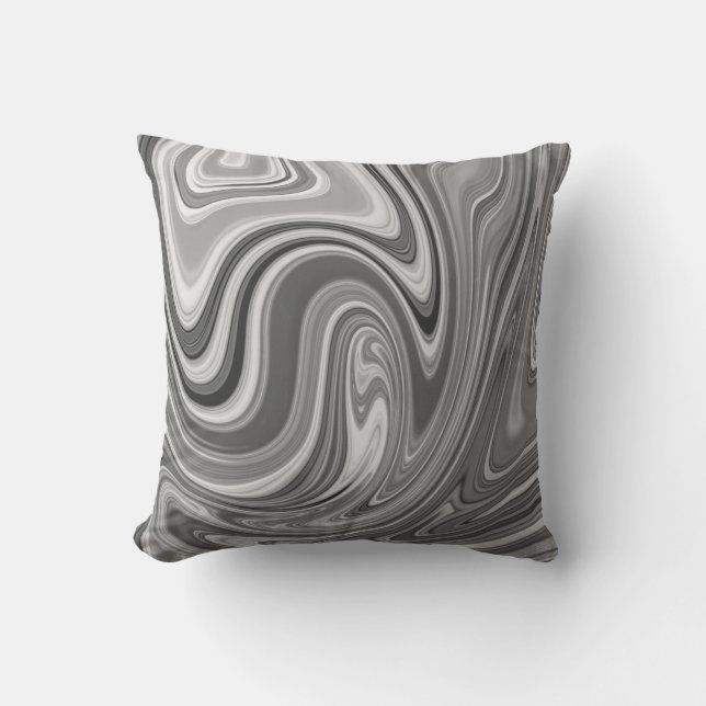 Black & White Marble Swirls Cushion (Front)