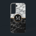 Black White Marble Your Letter Samsung Galaxy Case<br><div class="desc">Personalised Samsung Galaxy Cases or iPhone Cases with Black and White Marble Stone Design by MIGNED - Add Your Letter / or Year - Age / Number / More with Customisation tool !</div>