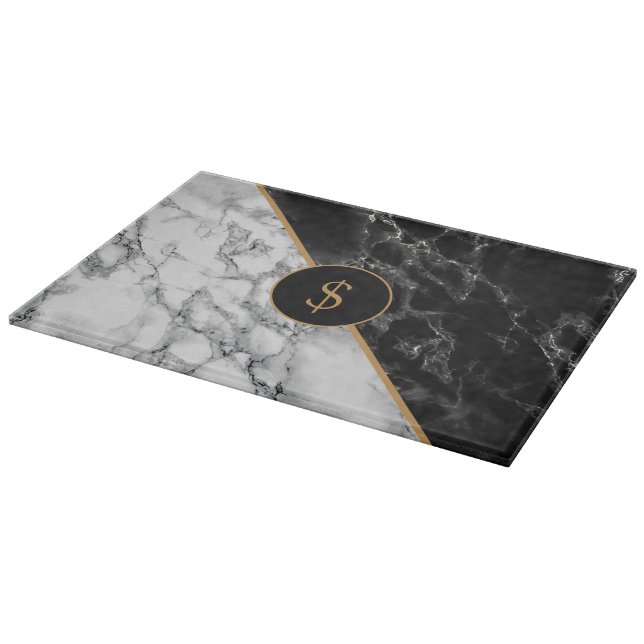 Black White Marble Your Personalised Cutting Board (Corner)