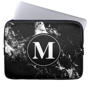 Black White Marbled Personalised Laptop Sleeve