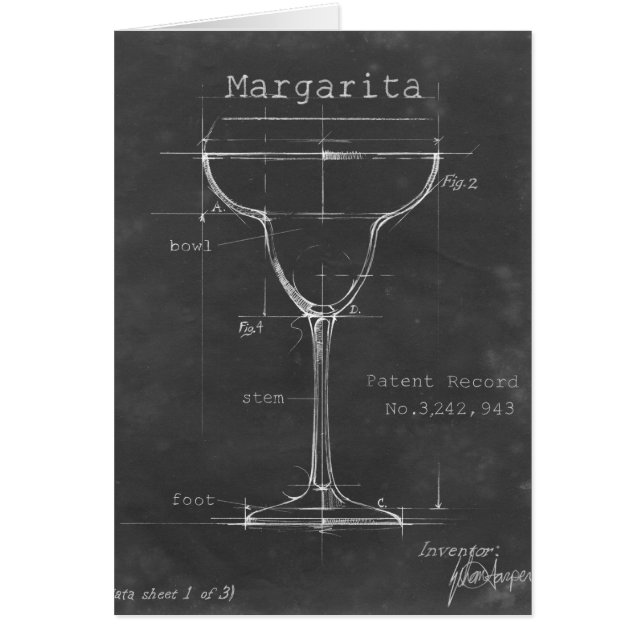 Black & White Margarita Glass Blueprint (Front)