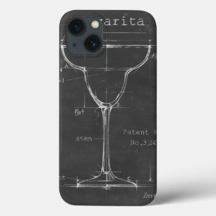 Black & White Margarita Glass Blueprint iPhone 13 Case