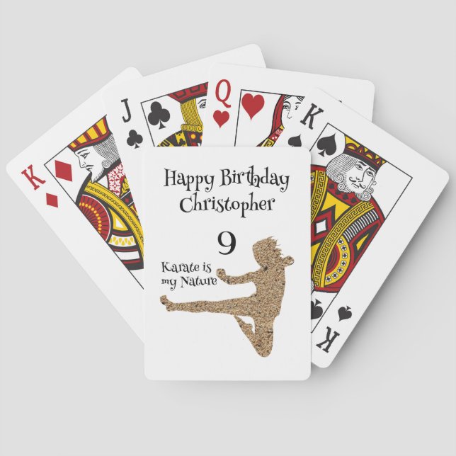Black & White Martial Arts Karate Birthday Party  Playing Cards (Back)