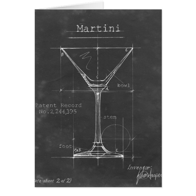 Black & White Martini Glass Blueprint (Front)