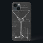 Black & White Martini Glass Blueprint iPhone 13 Case<br><div class="desc">Black & White Martini Glass Blueprint. Artist: Ethan Harper. Image ID: 106174Z.</div>