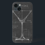 Black & White Martini Glass Blueprint iPhone 13 Case<br><div class="desc">Black & White Martini Glass Blueprint. Artist: Ethan Harper. Image ID: 106174Z.</div>