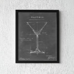 Black & White Martini Glass Blueprint Poster<br><div class="desc">Black & White Martini Glass Blueprint. Artist: Ethan Harper. Image ID: 106174Z.</div>