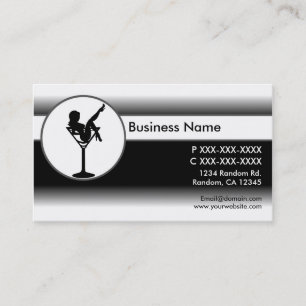 Black white martini glass girl business cards