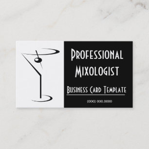 Black & White Martini Logo Mixologist Business Card