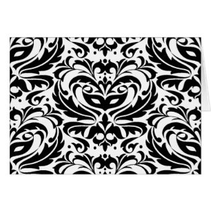 Black & White Masquerade Damask Card