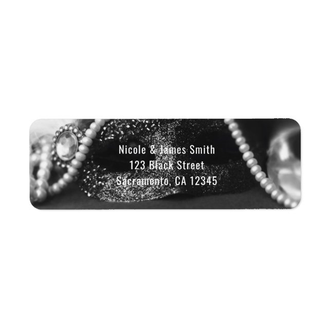 Black & White Masquerade Mask & Pearls Invitation (Front)