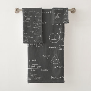 Black White Math Formula Graphics Bath Towel Set