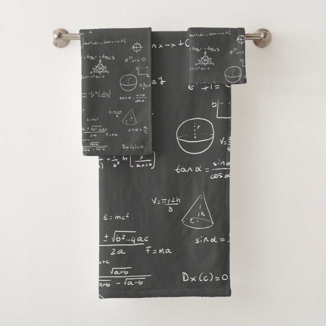 Black White Math Formula Graphics  Bath Towel Set (Insitu)