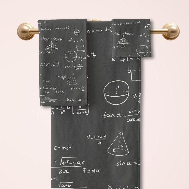 Black White Math Formula Graphics  Bath Towel Set (Creator Uploaded)