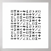 Black & White Math Signs & Symbols Pattern