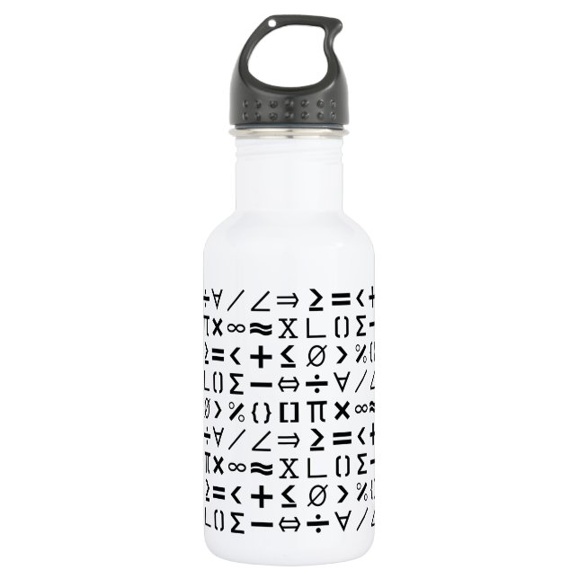 Black & White Math Signs & Symbols Pattern 532 Ml Water Bottle (Front)