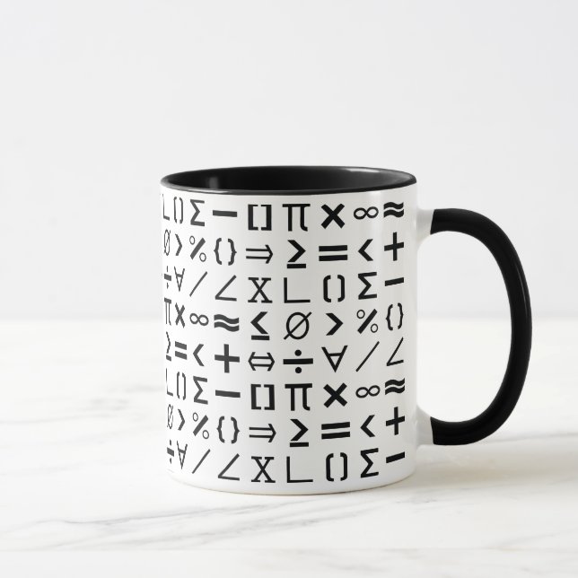 Black & White Math Signs & Symbols Pattern Mug (Right)