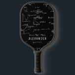 Black White Mathematics Equations Personalised Pickleball Paddle<br><div class="desc">Beautiful customisable black and white handwritten math formulas and equations pickleball paddle for the math teacher,  math student or math retiree. Great gift for all mathematic nerds and geeks. Illustrated and designed by Patricia Alvarez.</div>