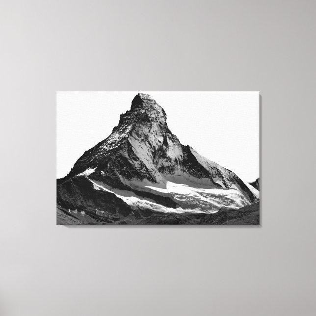 Black & White Matterhorn North Face Canvas Print (Front)