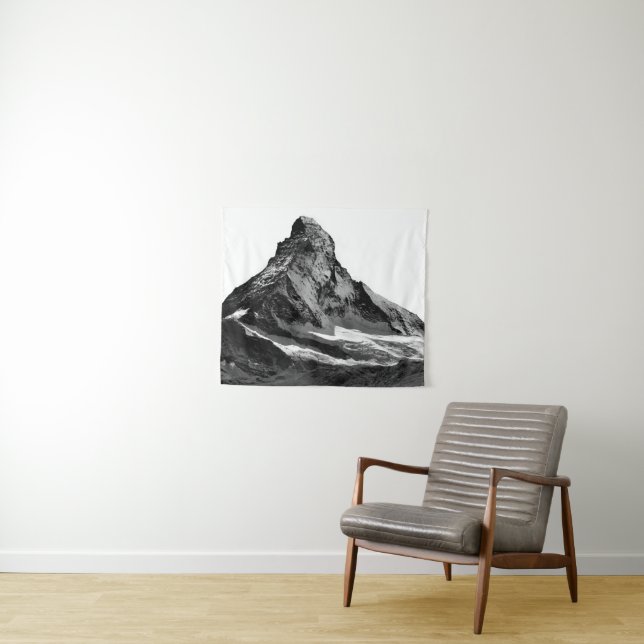 Black & White Matterhorn North Face Tapestry (In Situ (Horizontal))