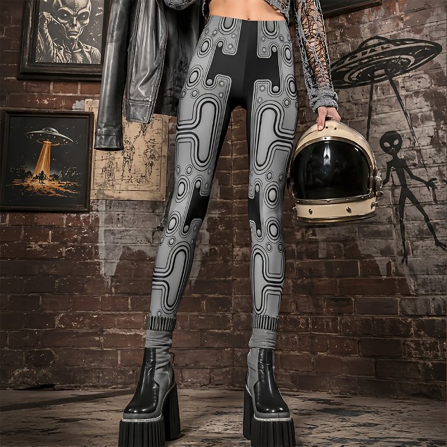 Black & White Mechanical Android Futuristic Robot Leggings (Creator Uploaded)