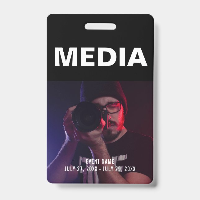 Black & White Media All Access Pass ID Badge (Front)