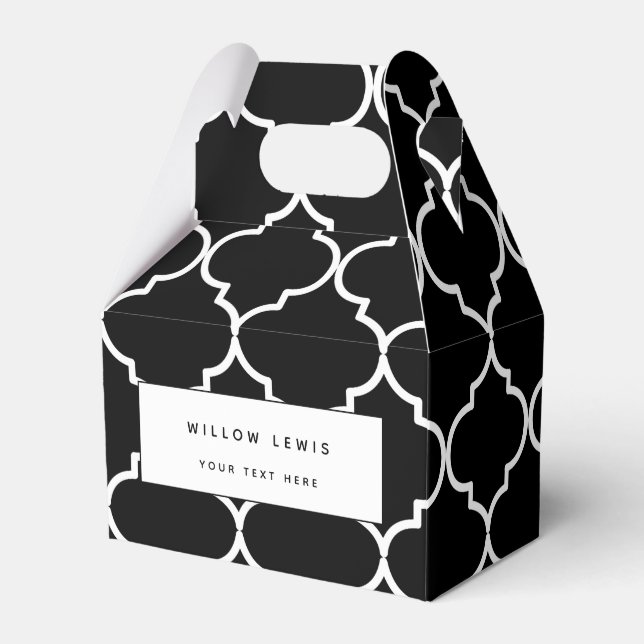 Black & White Mediterranean Moroccan Pattern   Favour Box (Front Side)