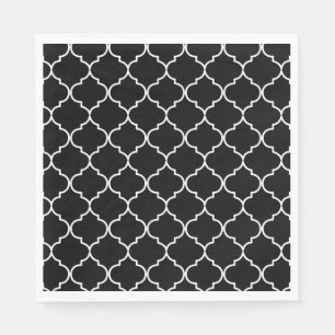 Black & White Mediterranean Moroccan Pattern Napkin