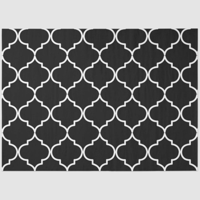 Black & White Mediterranean Moroccan Pattern Tissue Paper (Front)