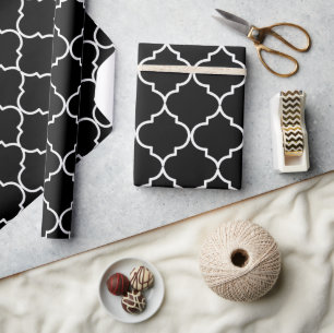 Black & White Mediterranean Moroccan Pattern Wrapping Paper