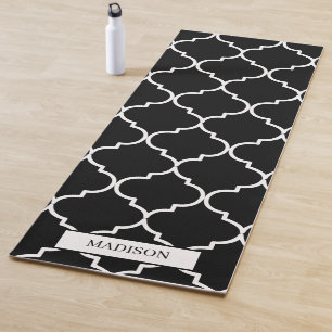 Black & White Mediterranean Moroccan Pattern  Yoga Mat