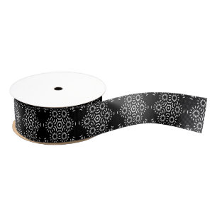 Black & White Mediterranean Tile Grosgrain Ribbon