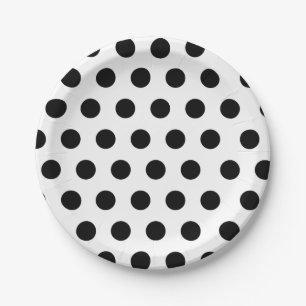Black & White Medium Sized Polka Dot Chic Paper Plate