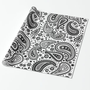 Black & White Mehendi Paisley Wrapping Paper