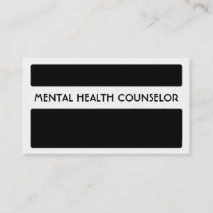 Black white MENTAL HEALTH COUNSELOR business cards