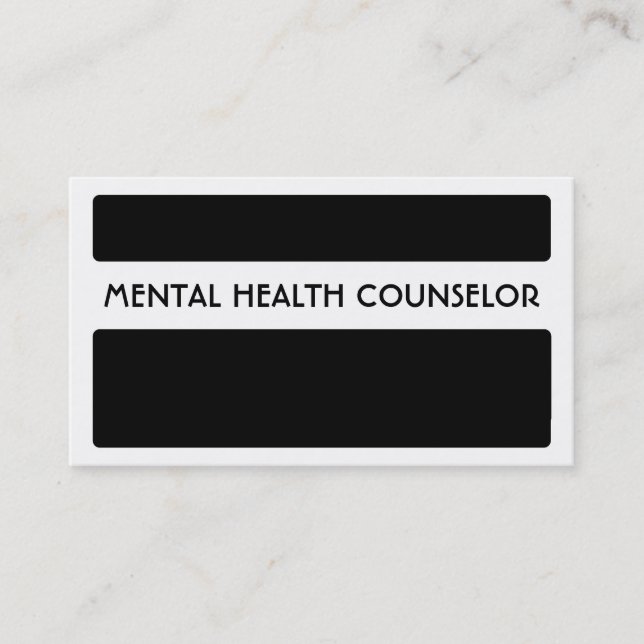 Black white MENTAL HEALTH COUNSELOR business cards (Front)