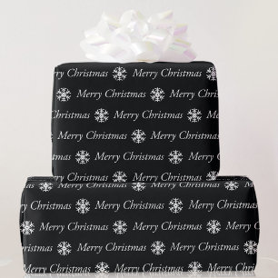  Black White Merry Christmas 5 Size Rolls Wrapping Paper