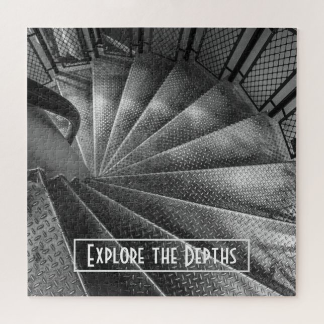 Black & White Metallic Optical Illusion Staircase Jigsaw Puzzle (Horizontal)