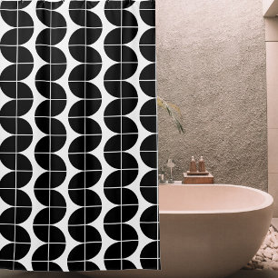 Black & White Mid Century Modern Abstract Pattern Shower Curtain