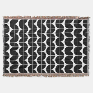Black & White Mid Century Modern Abstract Pattern Throw Blanket