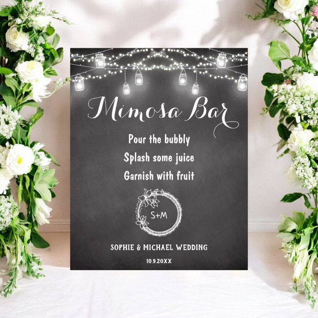 Black White Mimosa Bar String Lights Poster (Creator Uploaded)