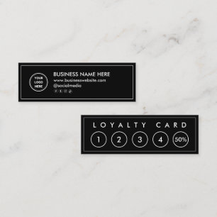 Black White Mini Chic Modern Minimalist Loyalty Card