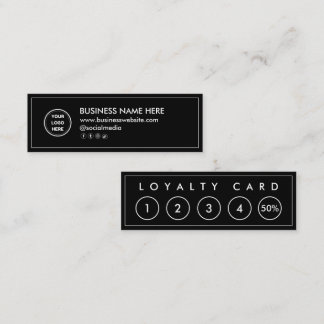 Black White Mini Chic Modern Minimalist Loyalty Card